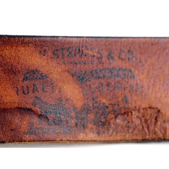 Levi's TAN BROWN GENUINE LEATHER 1 3/8"Wd CASUAL DRESS MEN'S BELT Sz 38/95 (G17 - Picture 7 of 14